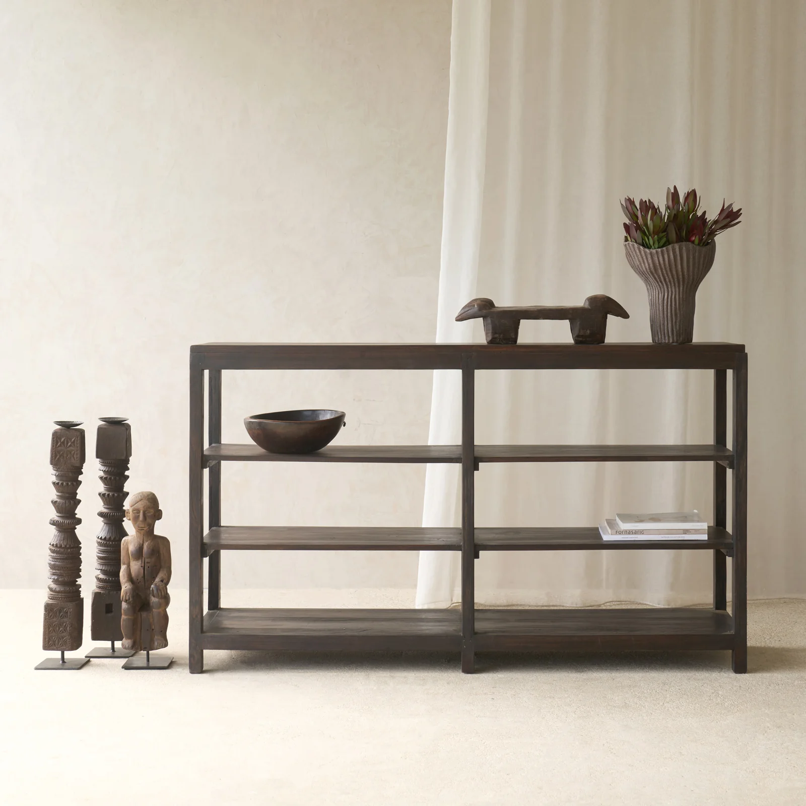 Luxury Vintage Medium Shelf Dark Teak Sophisticated