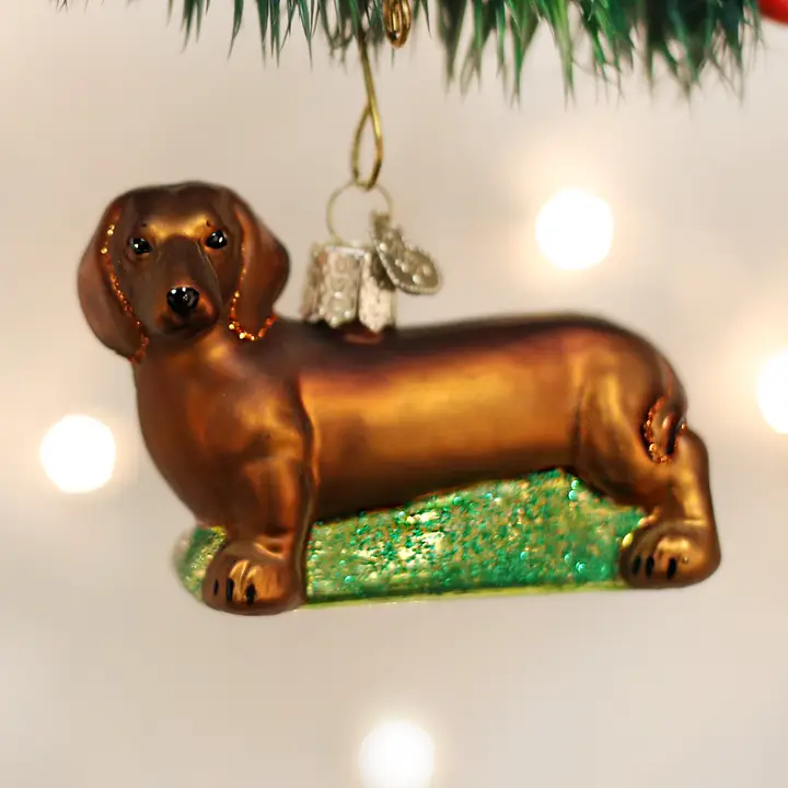 Reusable Handcrafted Dachshund Glass Christmas Ornament Smart