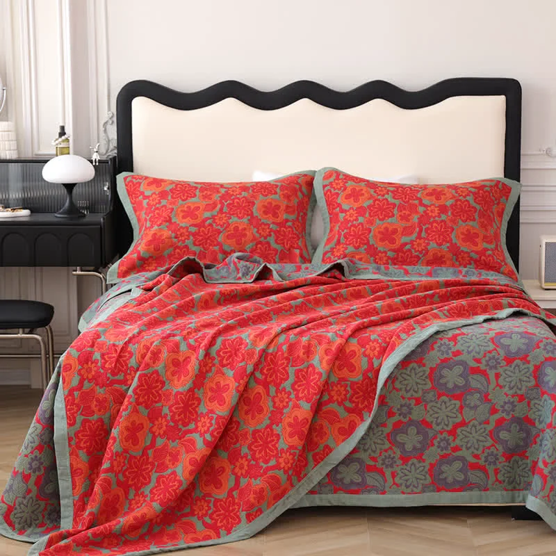 Stylish Pure Cotton Reversible Elegant Floral Quilt Practical