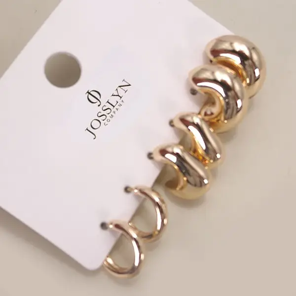 Classic Gold Bubble Hoop Huggie Earring Trio Advanced