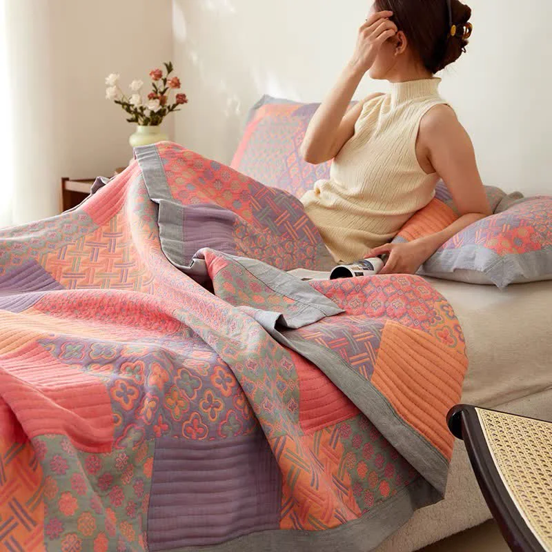 Superior Cotton Gauze Retro Reversible Summer Quilt Excellent