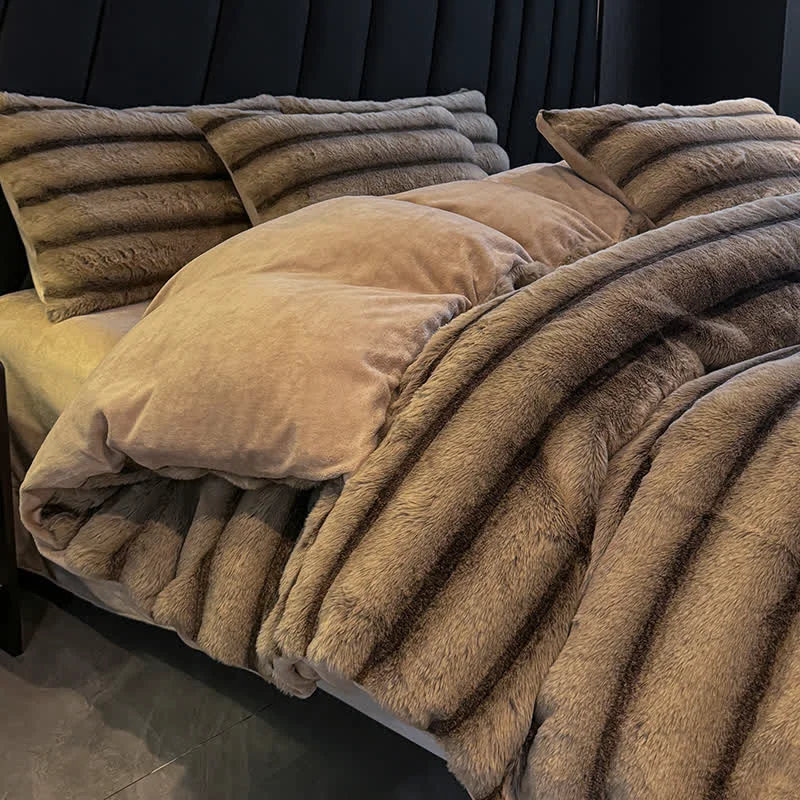 Dependable Vintage Luxurious Plush Fleece Bedding Set 4PCS Superior