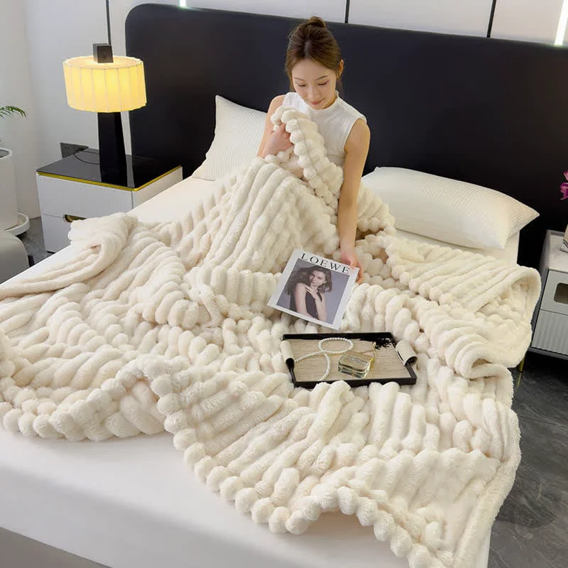 First-Class Reversible Warm Fleece Throw Blanket Fine Crafted