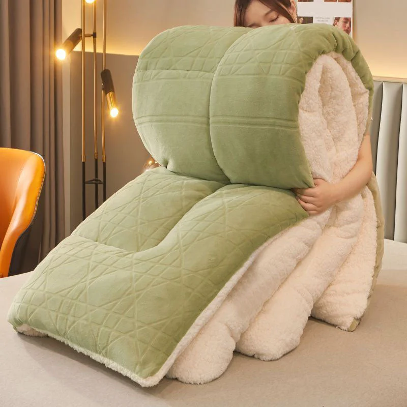 Reusable Thick Warm Plush Fleece Blanket with Quilt Core World-Class