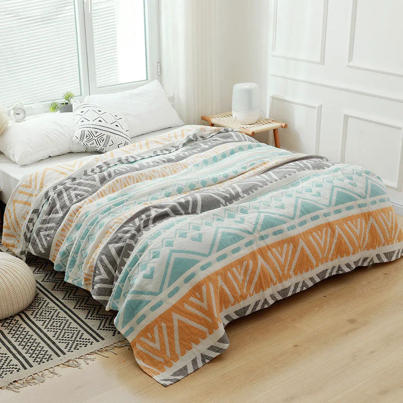 High-End Ownkoti Lightweight Colorblock Cotton Bed Blanket Quilt Specialty