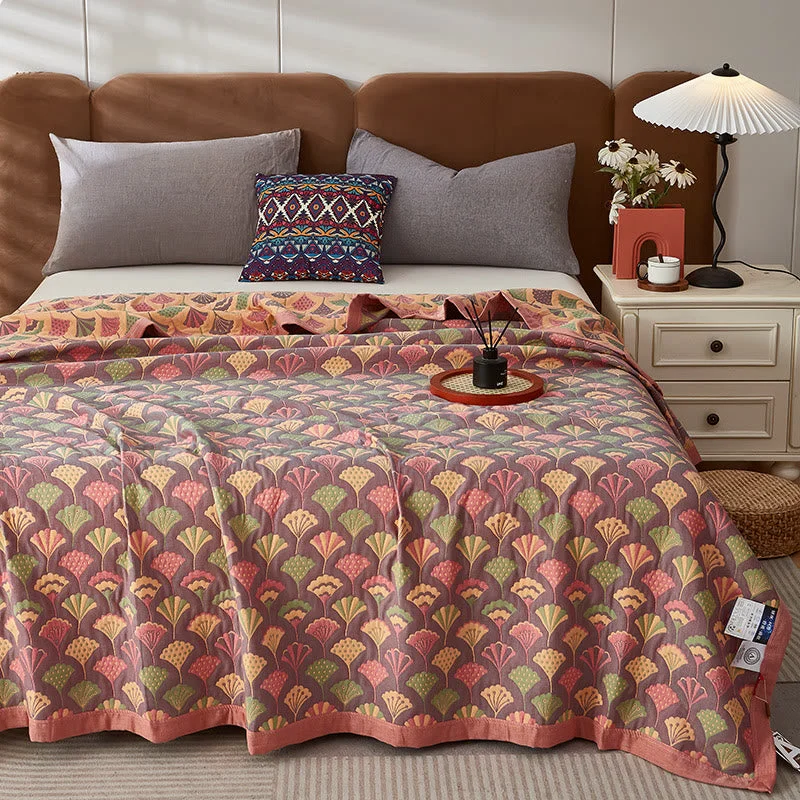 Original Design Ginkgo Leaf Three-layer Cotton Reversible Quilt Reusable