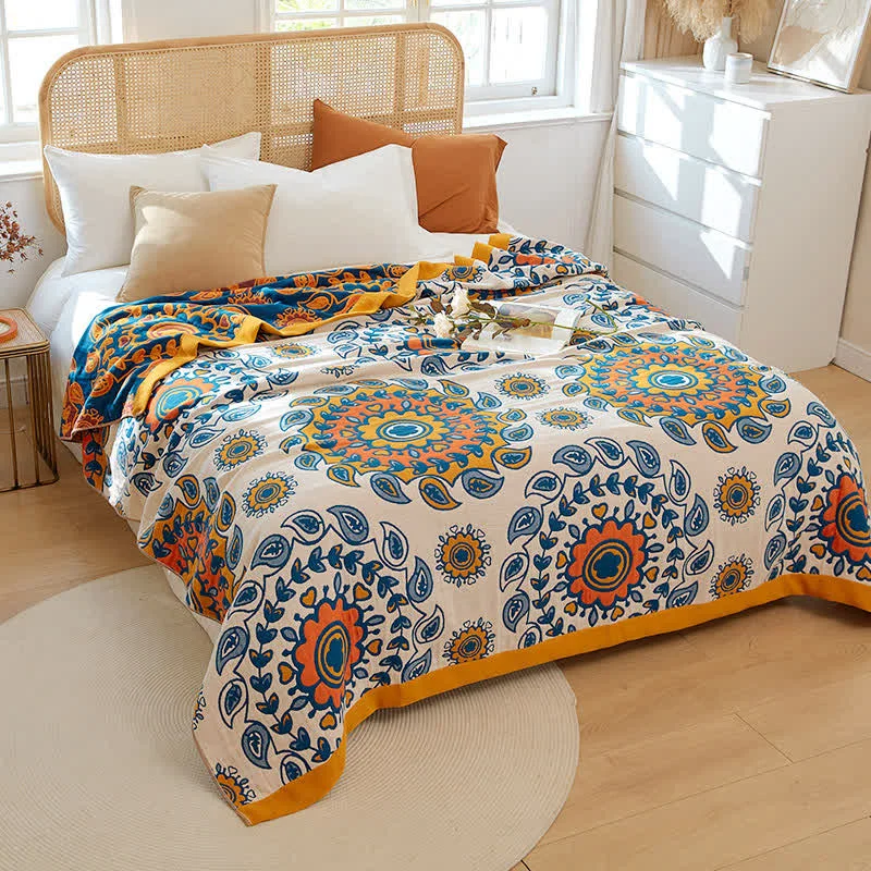 Recyclable Pastoral Flower Print Reversible Quilt Breathable