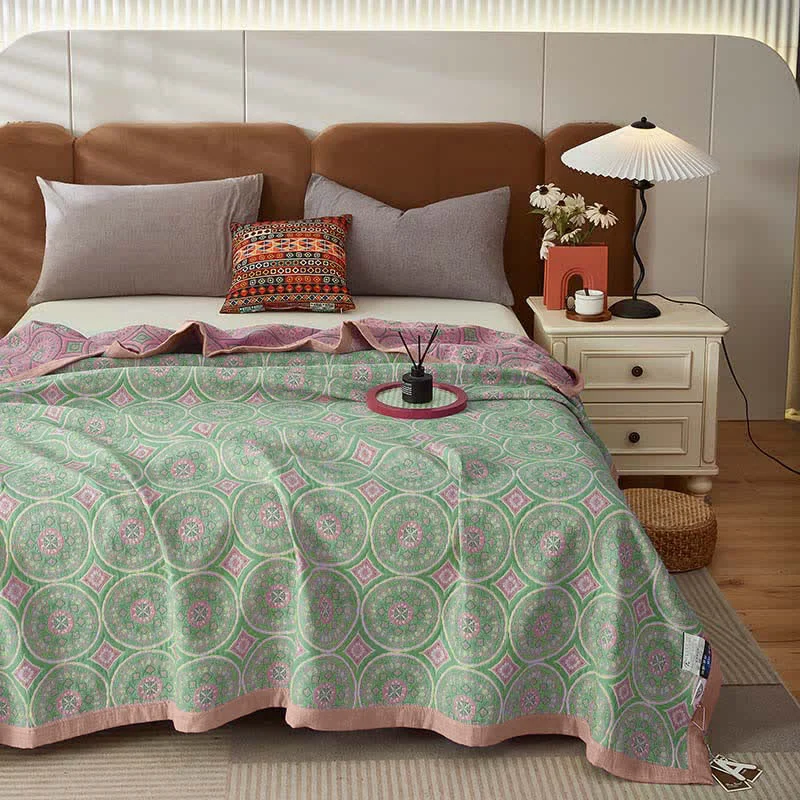 Trusted Boho Mandala Cotton Gauze Reversible Quilt Breathable