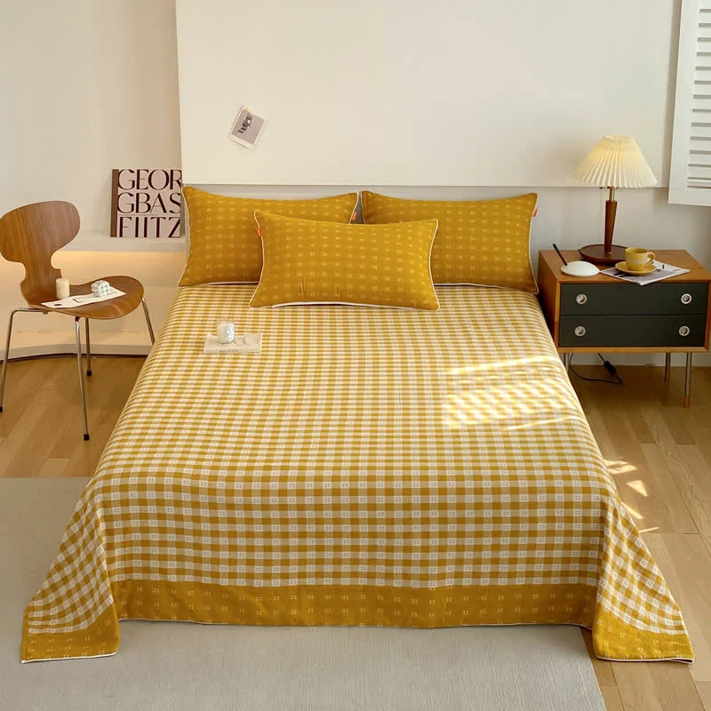 World-Class Reversible Cotton Gauze Plaid Coverlet Soft