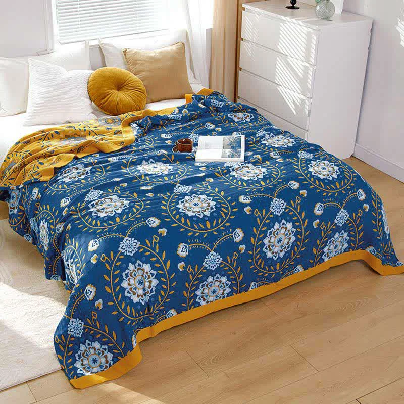 Modern White Color Flower Cotton Double-Sided Quilt Safe