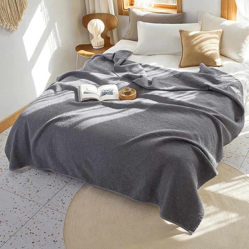 Proven Solid Grid Print Cotton Reversible Quilt Consistent