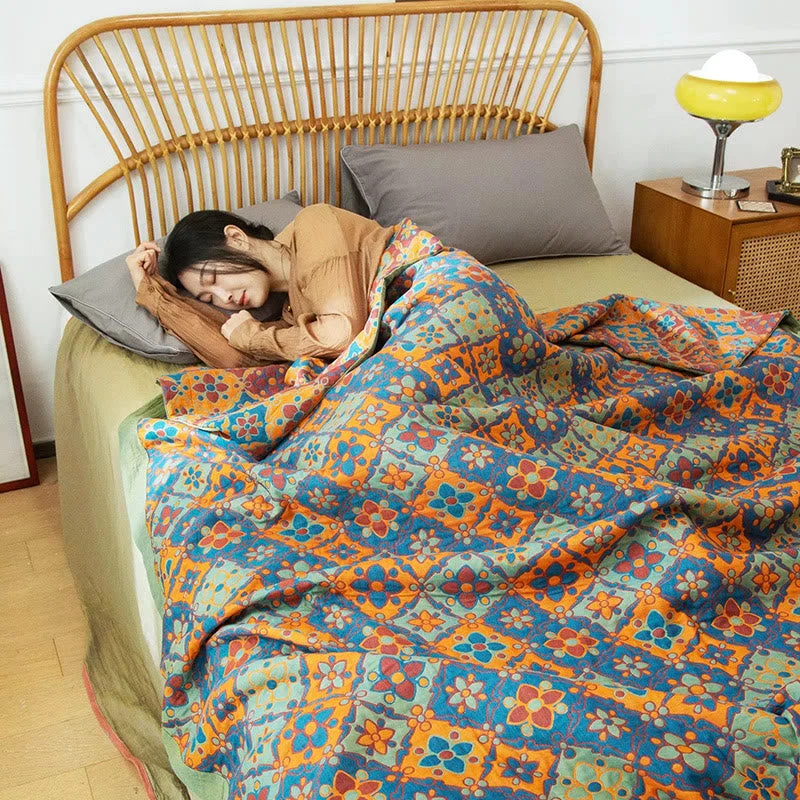 Elite Boho Floral Print Cotton Reversible Quilt Fast
