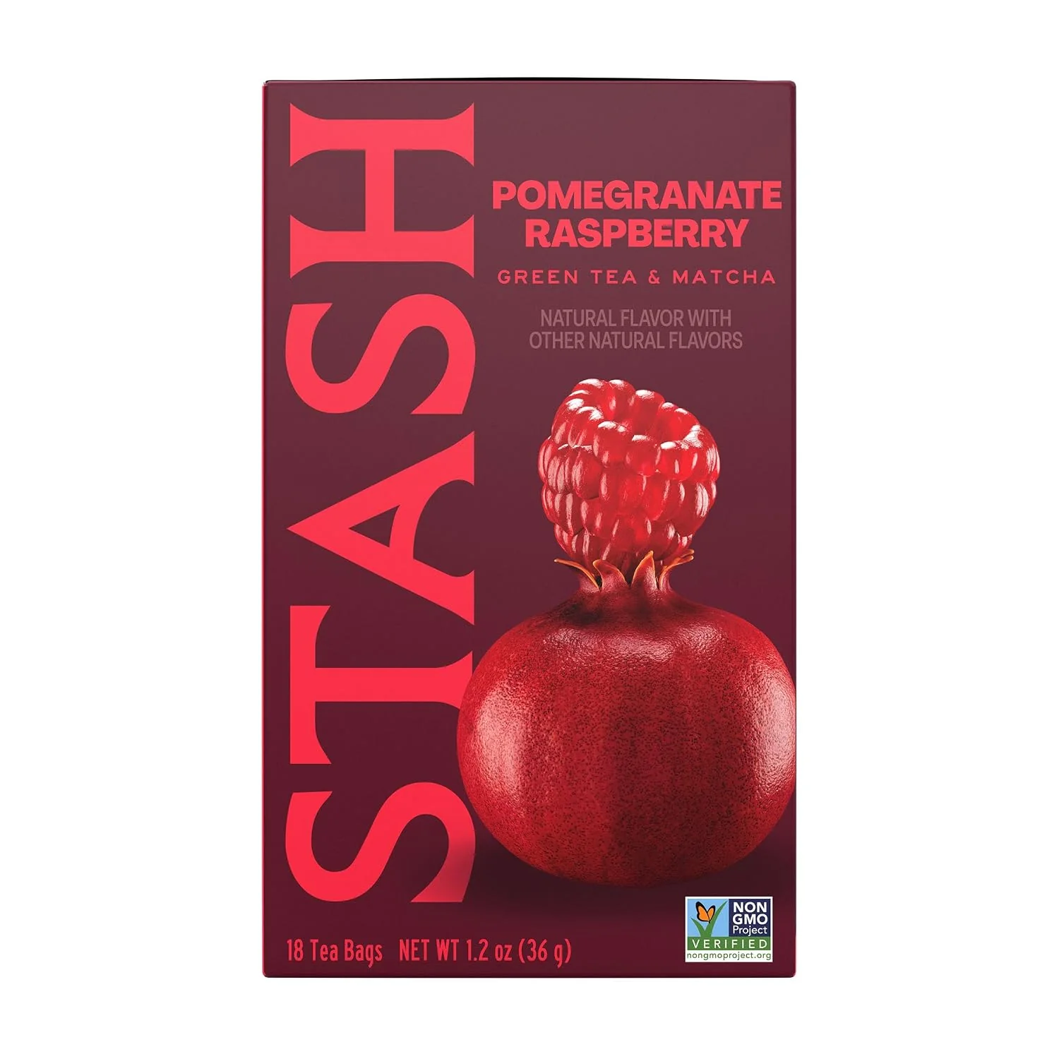 Flexible Stash Tea Pomegranate Raspberry amp Matcha Green Tea - Caffeinated Non-GMO Project Premium Tea with No Artificial Ingredients 18 Count Pack of 6 - 108 Bags Total Convenient