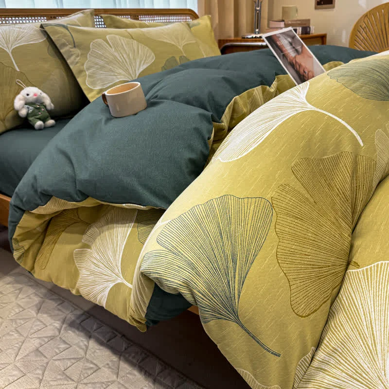 Exceptional Brushed Cotton Vintage Ginkgo Leaf Bedding Official