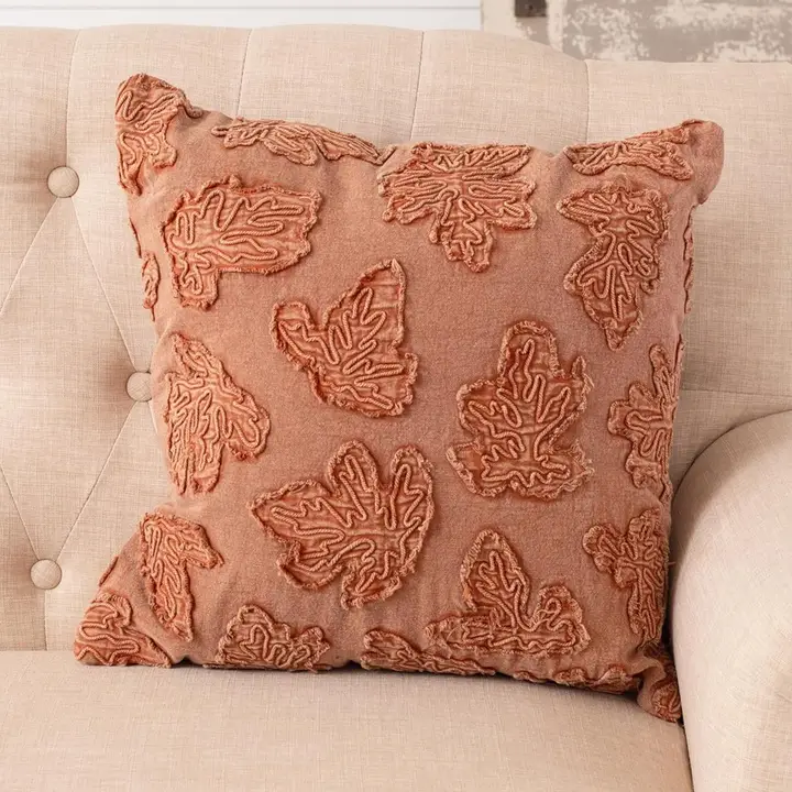Crafted Stonewashed Fall Leaves Throw Pillow Smart