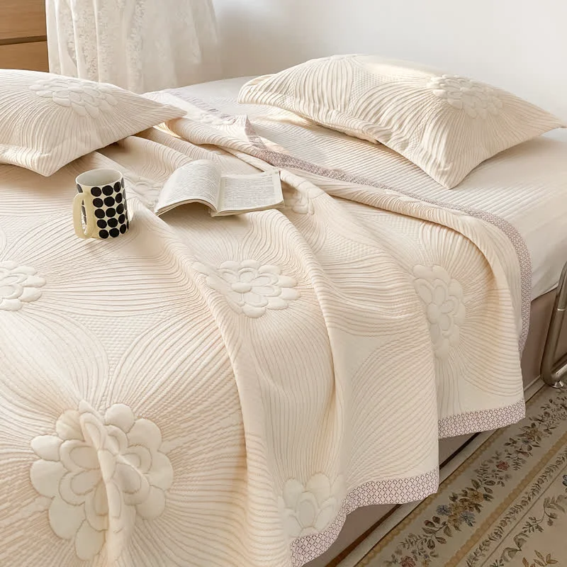 Optimized Elegant Floral Soft Gauze Decorative Quilt Clean
