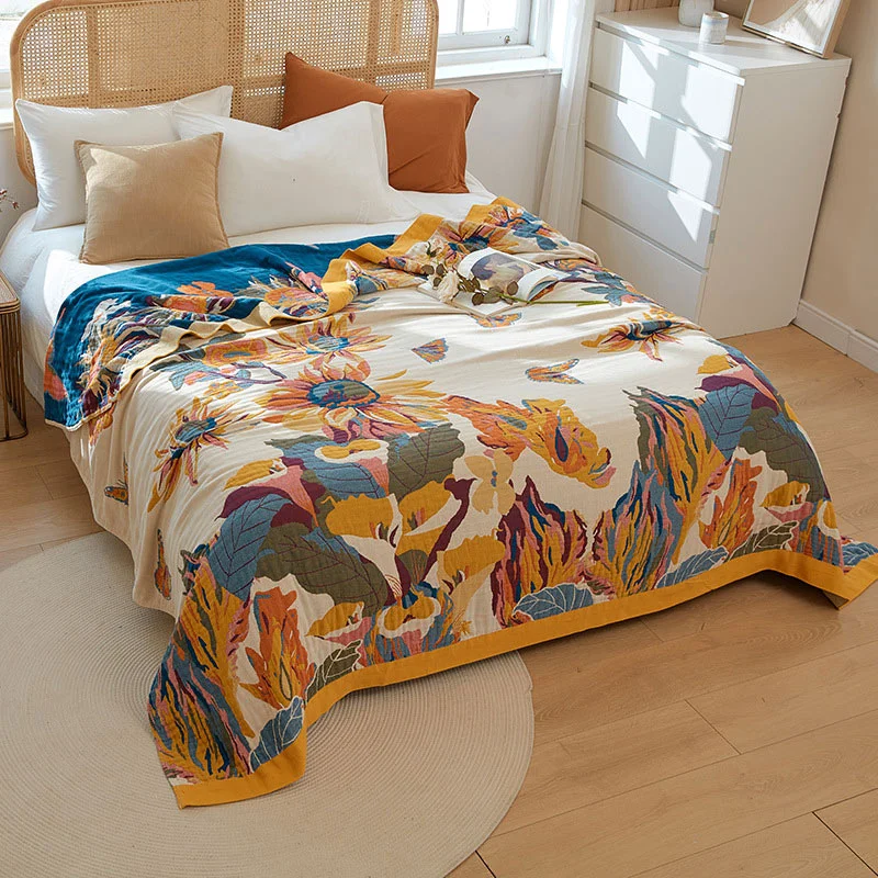 Stylish Butterfly Flower Print Cotton Reversible Quilt Easy-to-Use