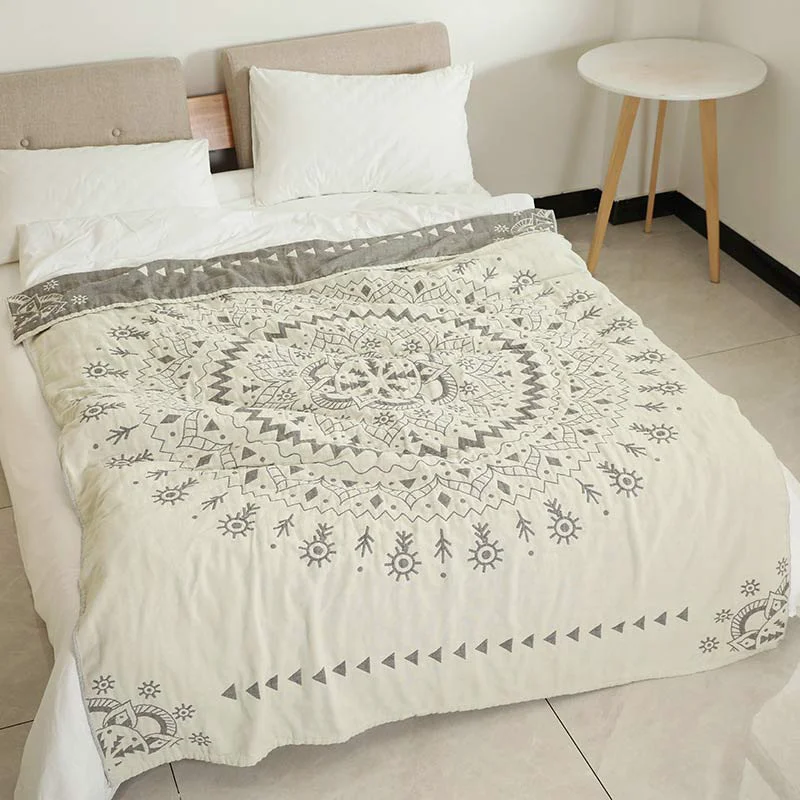 Soft Ownkoti Chic Mandala Reversible Flower Cotton Quilt Breathable