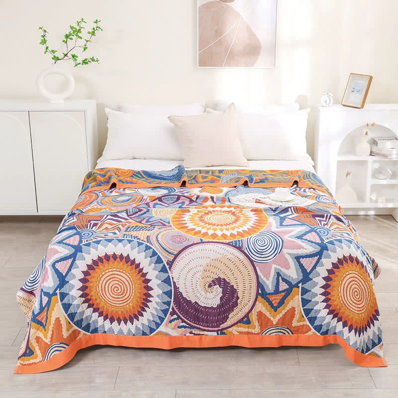 Natural Ownkoti Nordic Throw Blanket Cotton Reversible Quilt Artisan