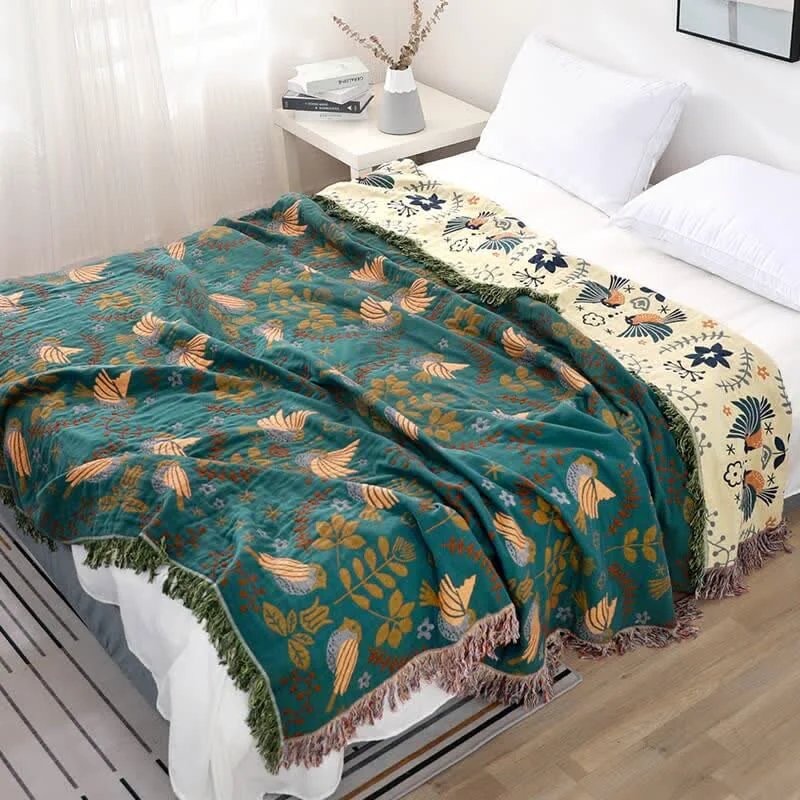 Professional Ownkoti Boho Breathable Flower Bird Reversible Quilt Solid