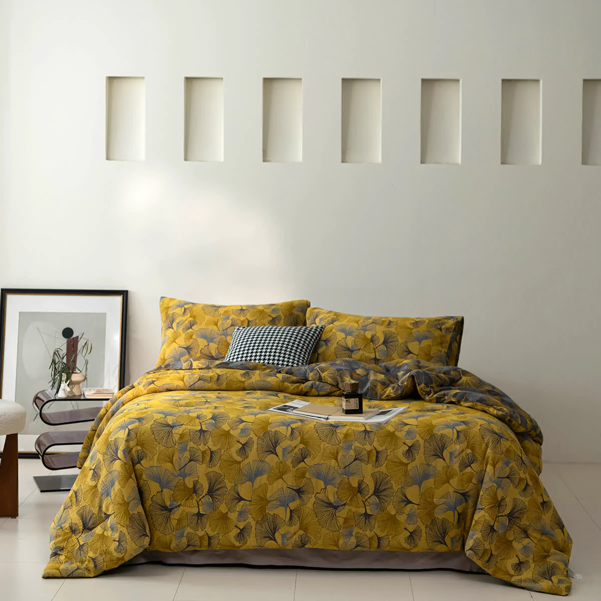 Easy-to-Use Ginkgo Leaf Cotton Gauze Elegant Bedding Effective