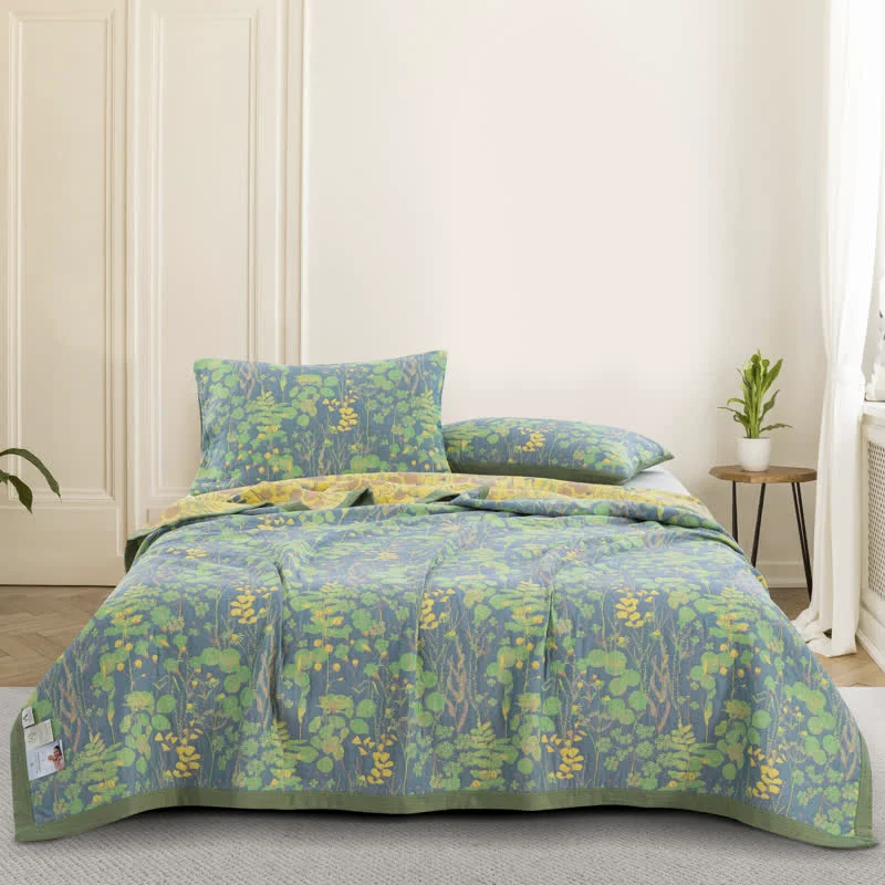 Fashionable Pastoral Three Layers Cotton Gauze Elegant Quilt Powerful