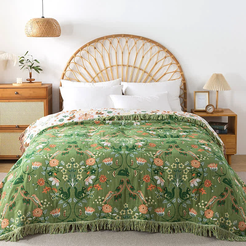 Crafted Cotton Gauze Breathable Rural Reversible Quilt Long-Lasting
