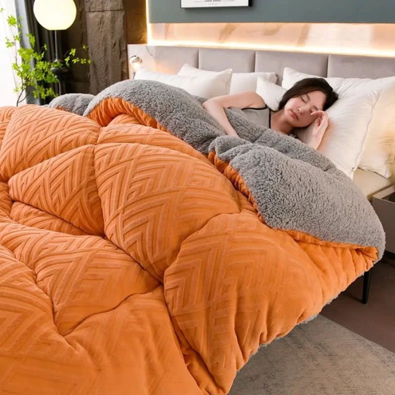 Fine Crafted Thick Sherpa Winter Blanket with Quilt Core Comfortable