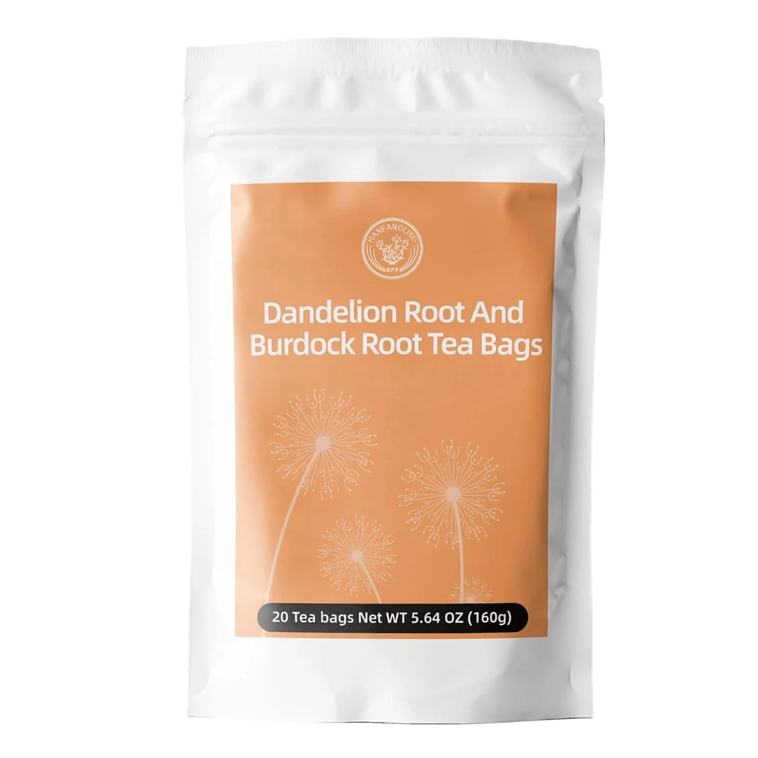 Solid HANFANGLING Roasted Dandelion Burdock Root Herbal Tea-Detoxifying Supports Gentle Liver Kidney Intestinal Caffeine- Coffee Detoxification 20 Count 5.64oz 160g Casual