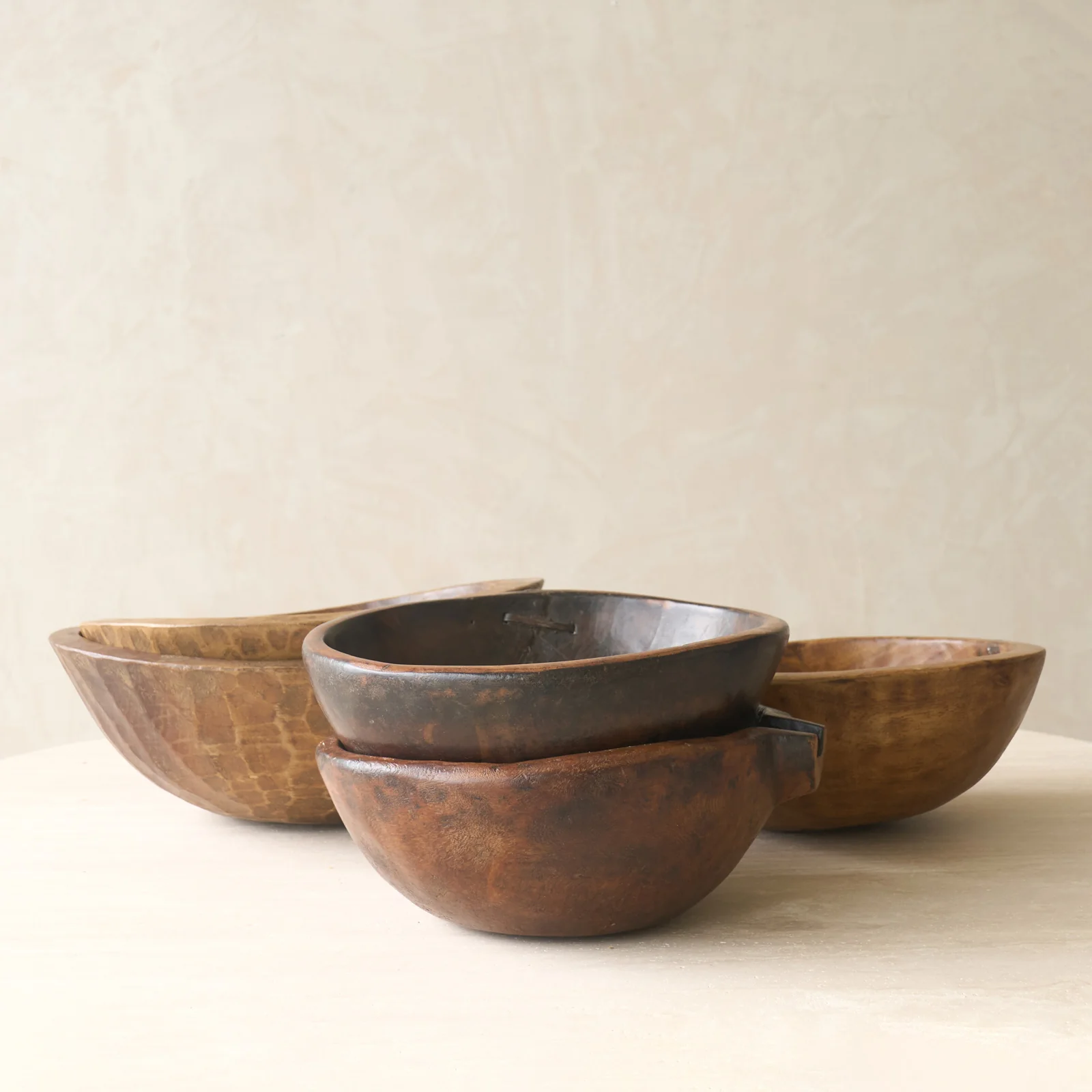 Environmentally Friendly Vintage Timber Bowl Dark Brown User-Friendly
