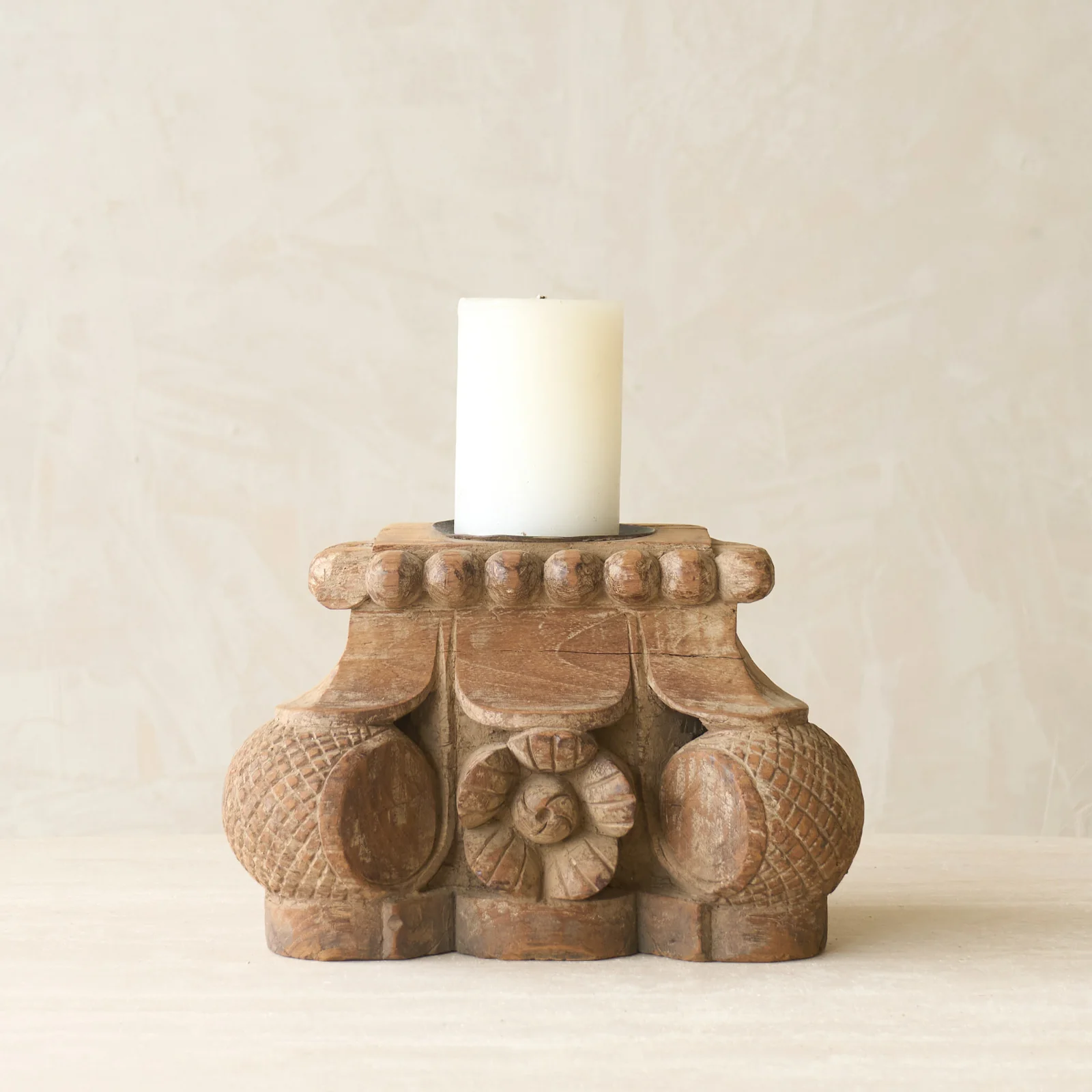 Efficient Hand Carved Architectural Pillar Candlestand B World-Class