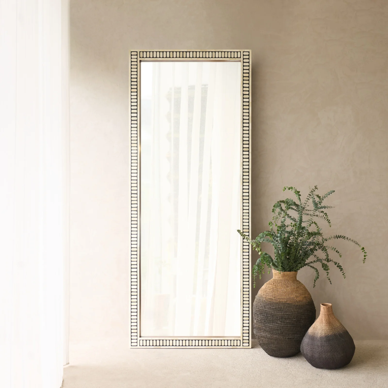Classic Handcrafted Bone Inlay Large Mirror Genuine