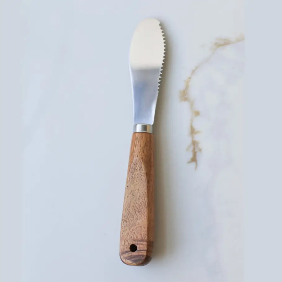 Convenient Walnut Wood Handle Stainless Steel Cheese Knife Flexible