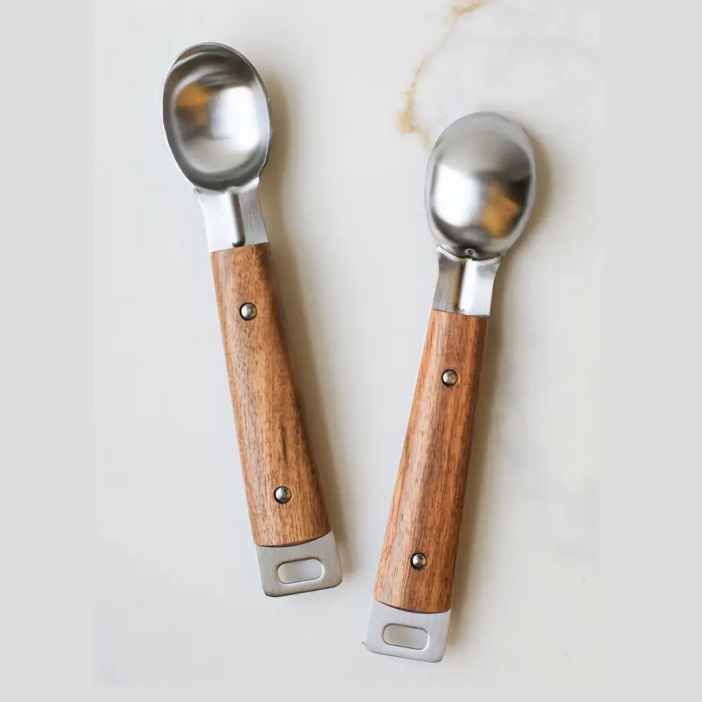 Efficient Heirloom Wood Handle Stainless Steel Ice Cream Scoop Fast
