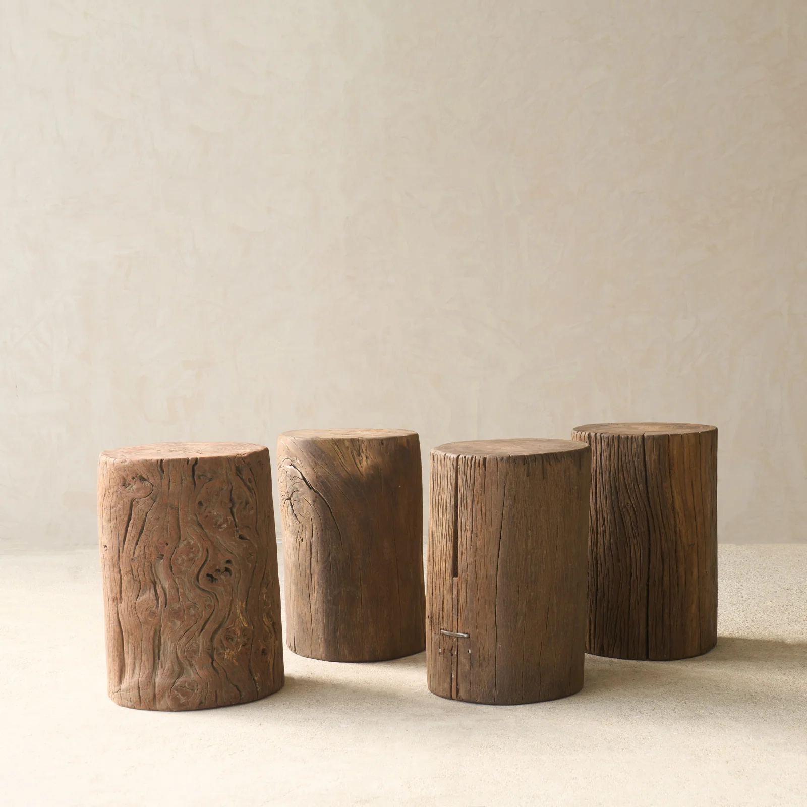Safe Reclaimed Indian Solid Wood Log Side Table First-Class