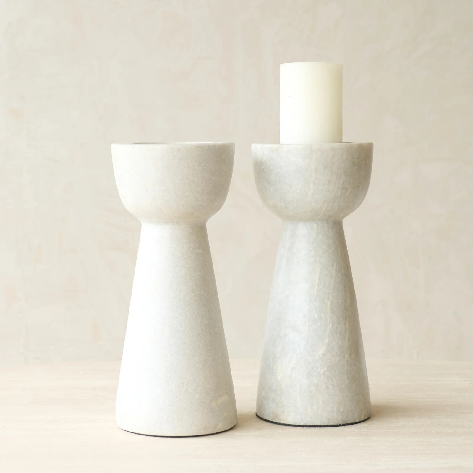 Fashionable Mirage Candleholder White Marble Sophisticated