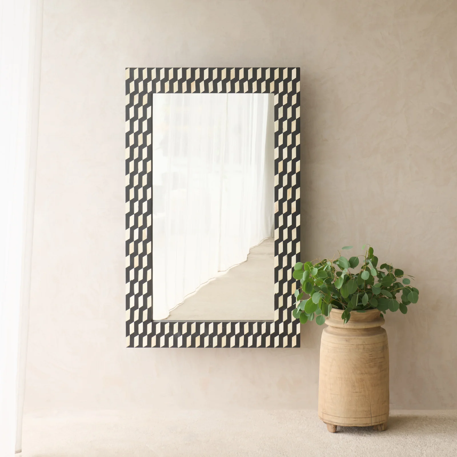Original Design Handcrafted Bone Inlay Geometric Mirror No. 2 World-Class