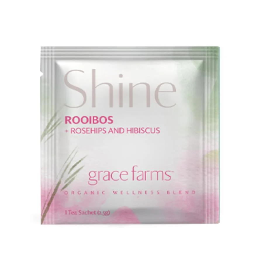 Original Shine Wellness Organic Tea Blend 100 Enveloped Pyramid Sachets w String Tag Rooibos Rosehips Hibiscus Tulsi Haritaki Fairtrade and Kosher
