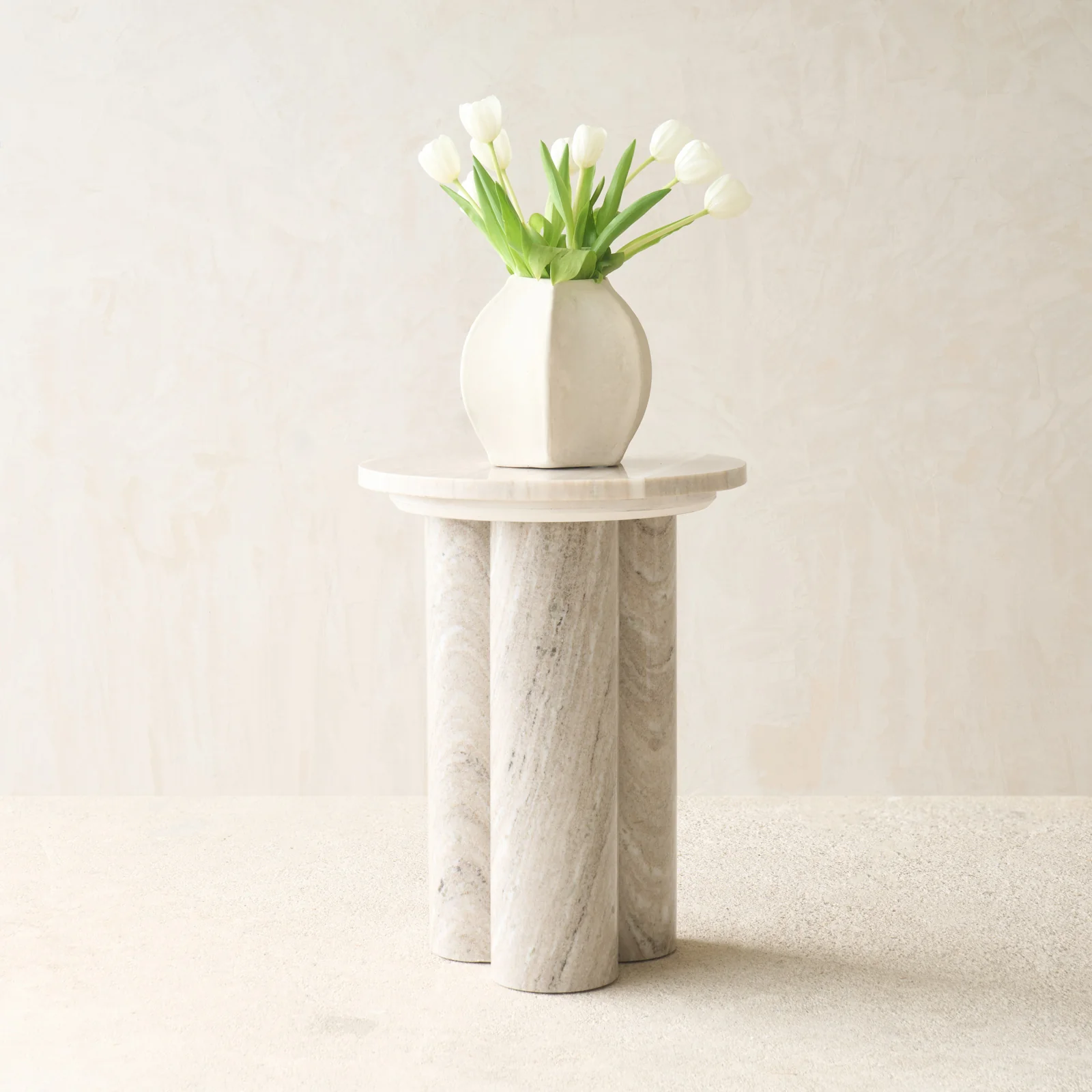 Original Round Pillar Marble Side Table Quality