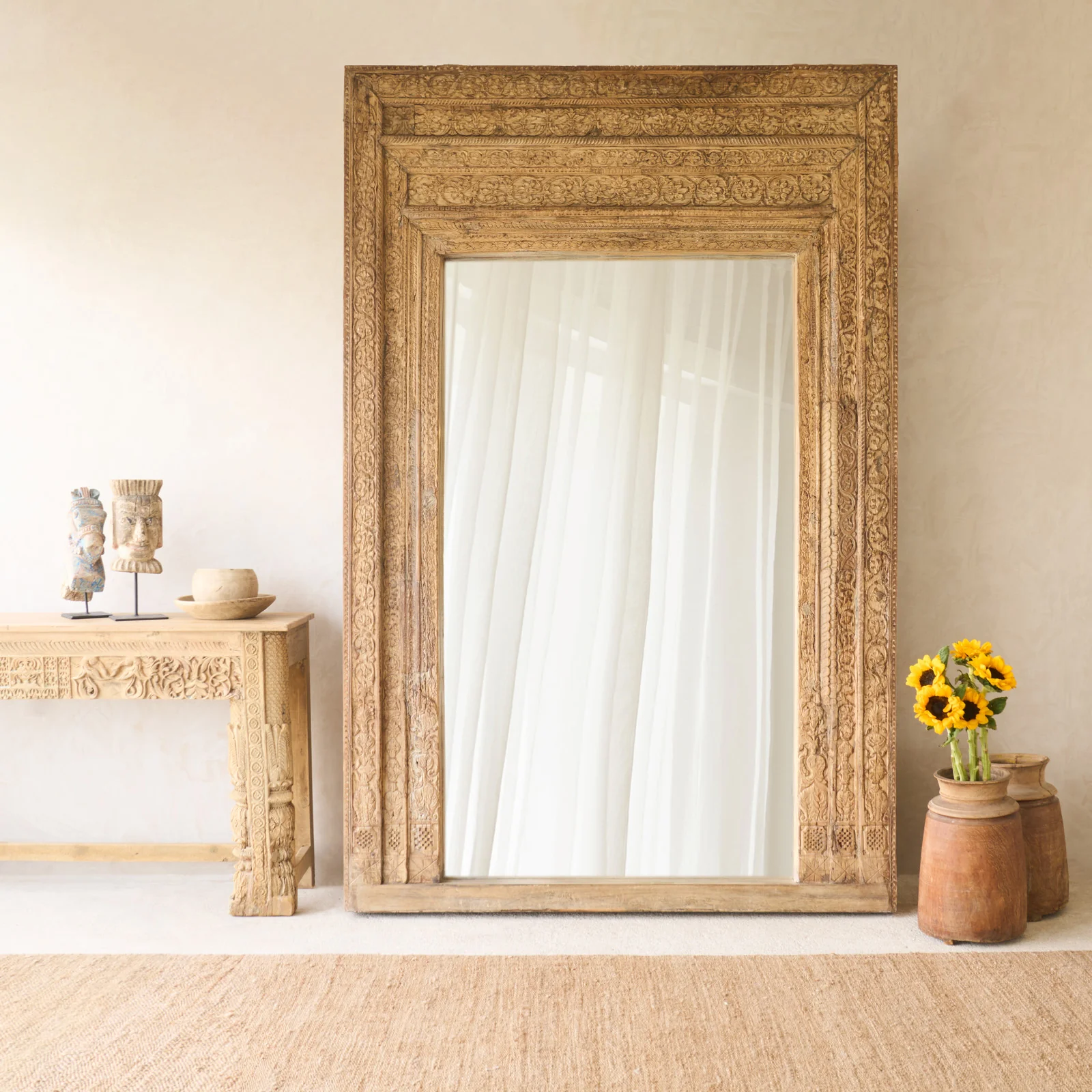 Exceptional Hand Carved Antique Door Frame Mirror No. 1 Advanced