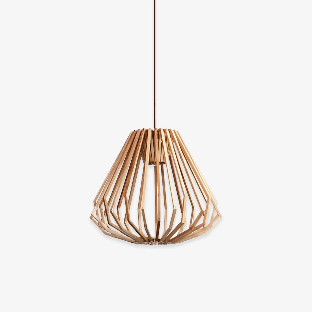 Effective Retro Cage Wood Pendant Lamp Pure
