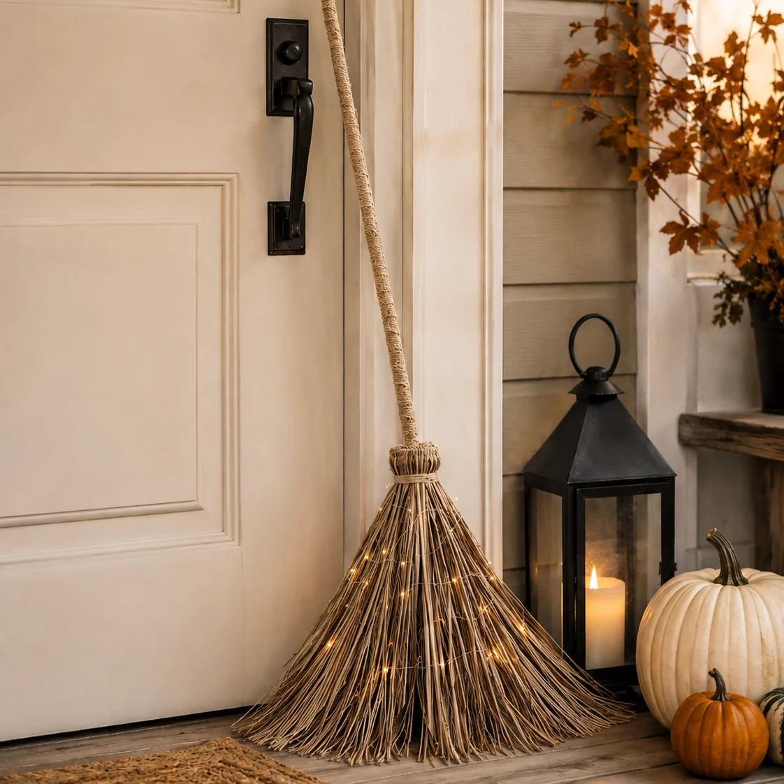 Innovative Light-Up Rustic Witch Broom 4.5 Ft First-Class