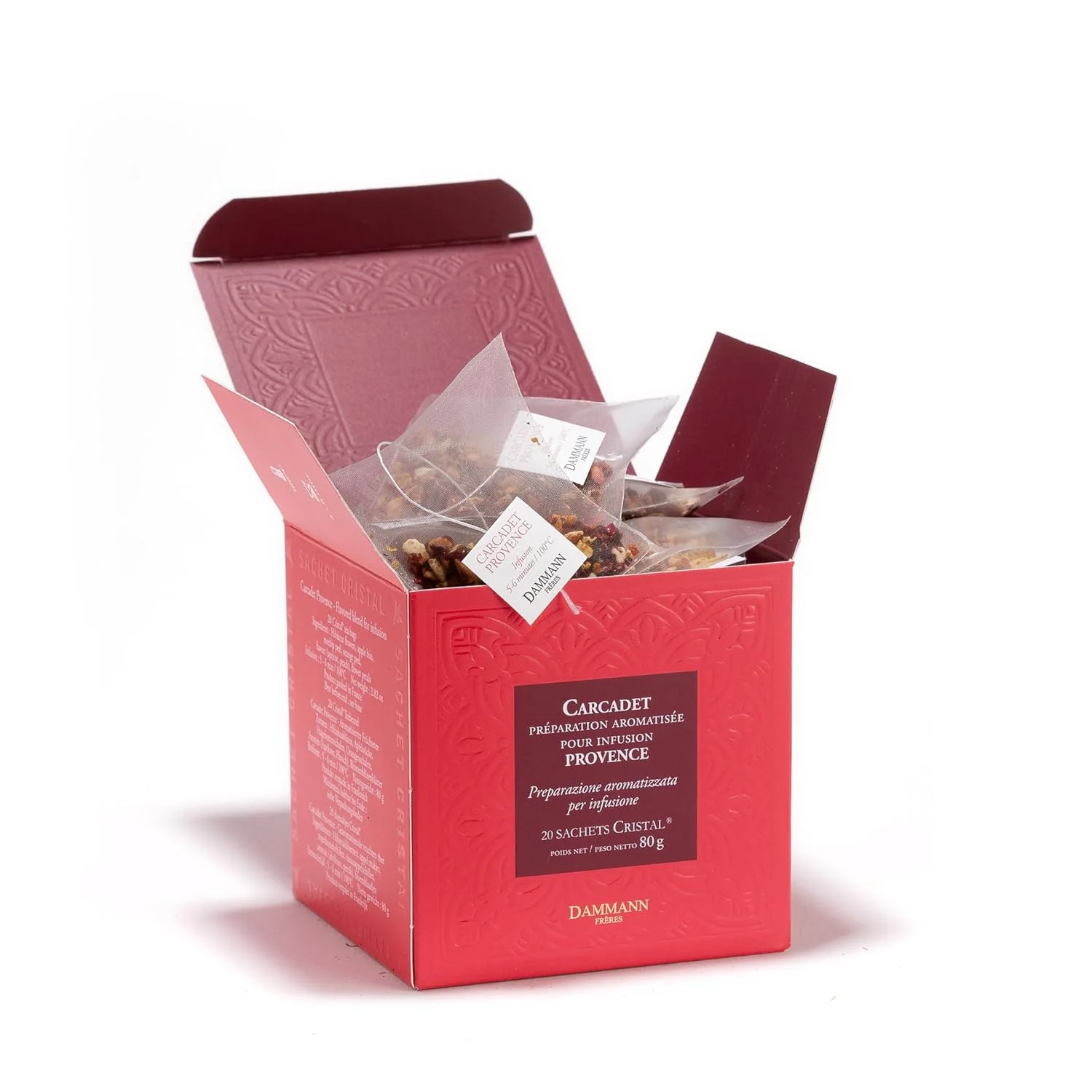 Quality Dammann Freres Satchets Carcadet Provence Tea Bags Premium Gourmet French Herbal Tea Blend Hibiscus Apricot Peach Flavors 20 Count Single Pack Elegant