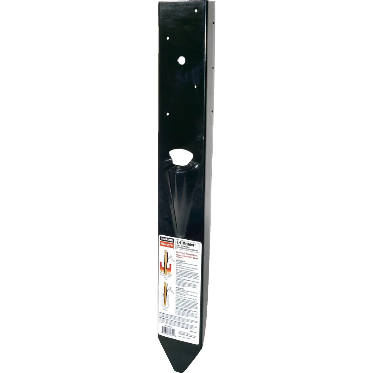 Organic Simpson Strong-Tie Steel Black Powder-Coated Fence Post Mender Smooth