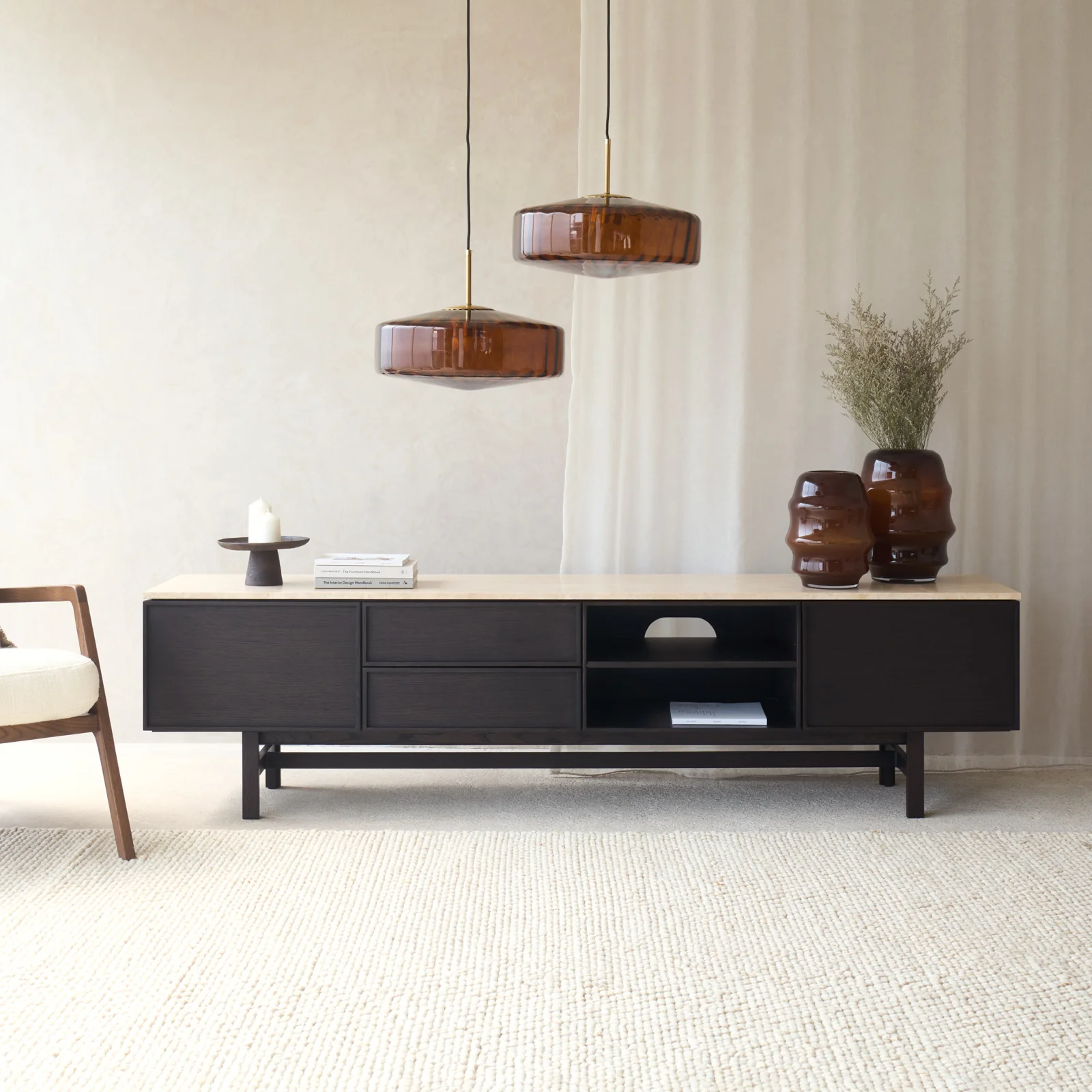 Fine Crafted Yorke Plain TV Console Travertine - Bison Oak Recyclable
