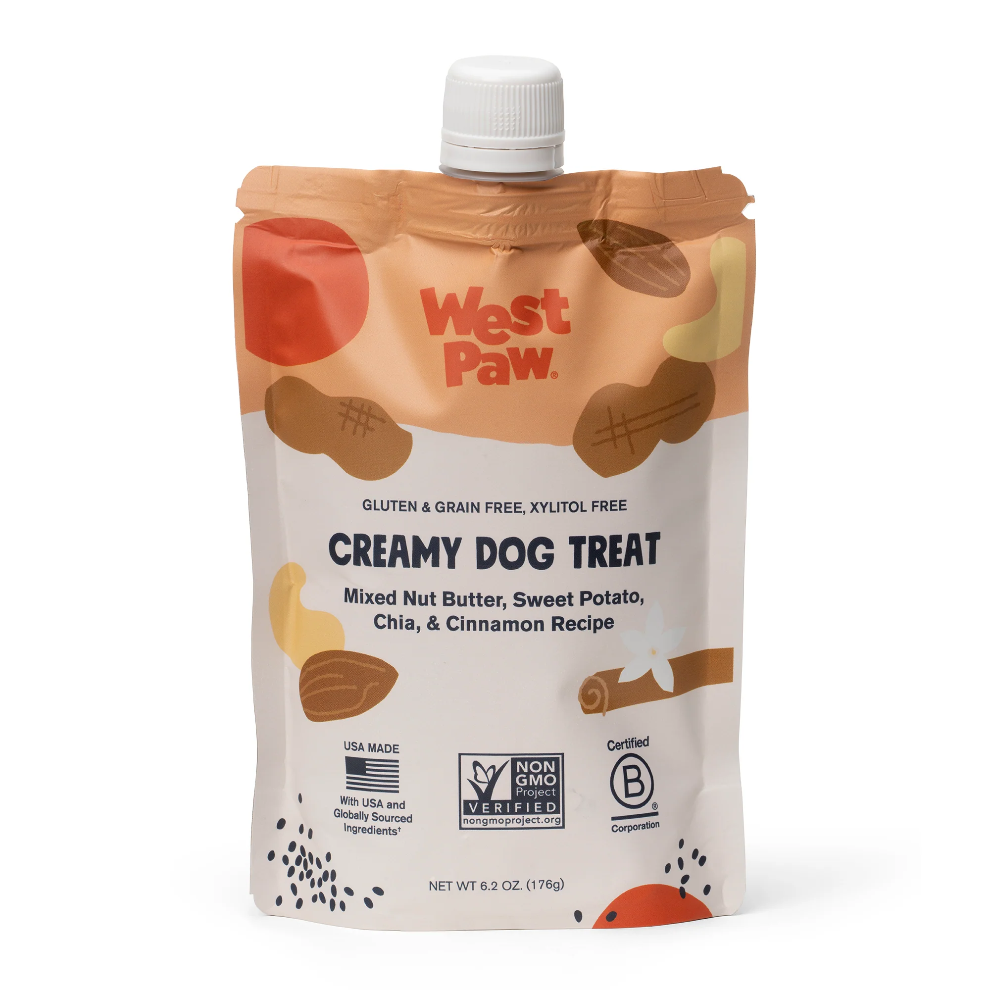 Trusted West Paw Mixed Nut Butter with Sweet Potato Chia and Cinnamon Creamy Dog Treat Excellent