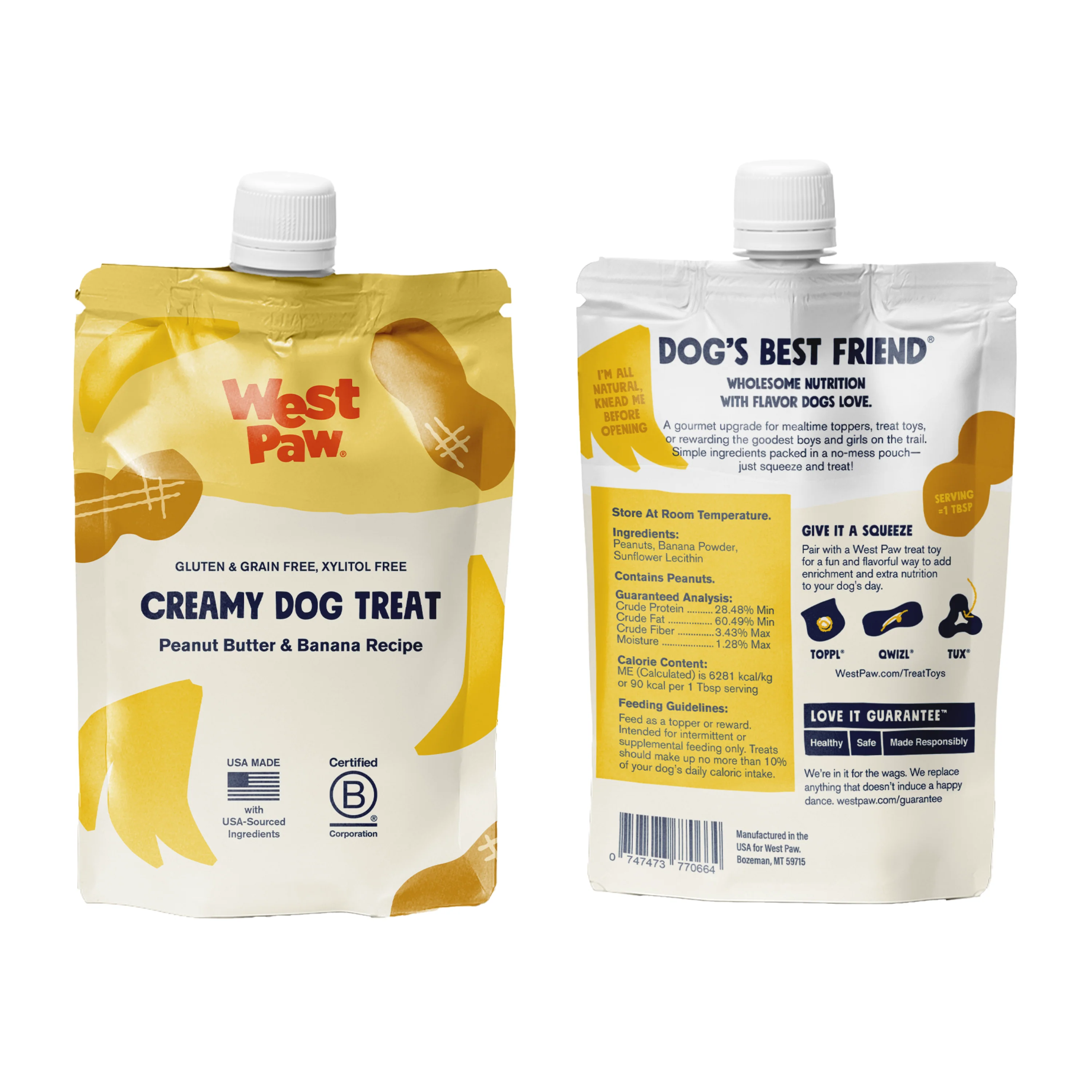 Convenient West Paw Peanut Butter Banana Creamy Dog Treat Crafted