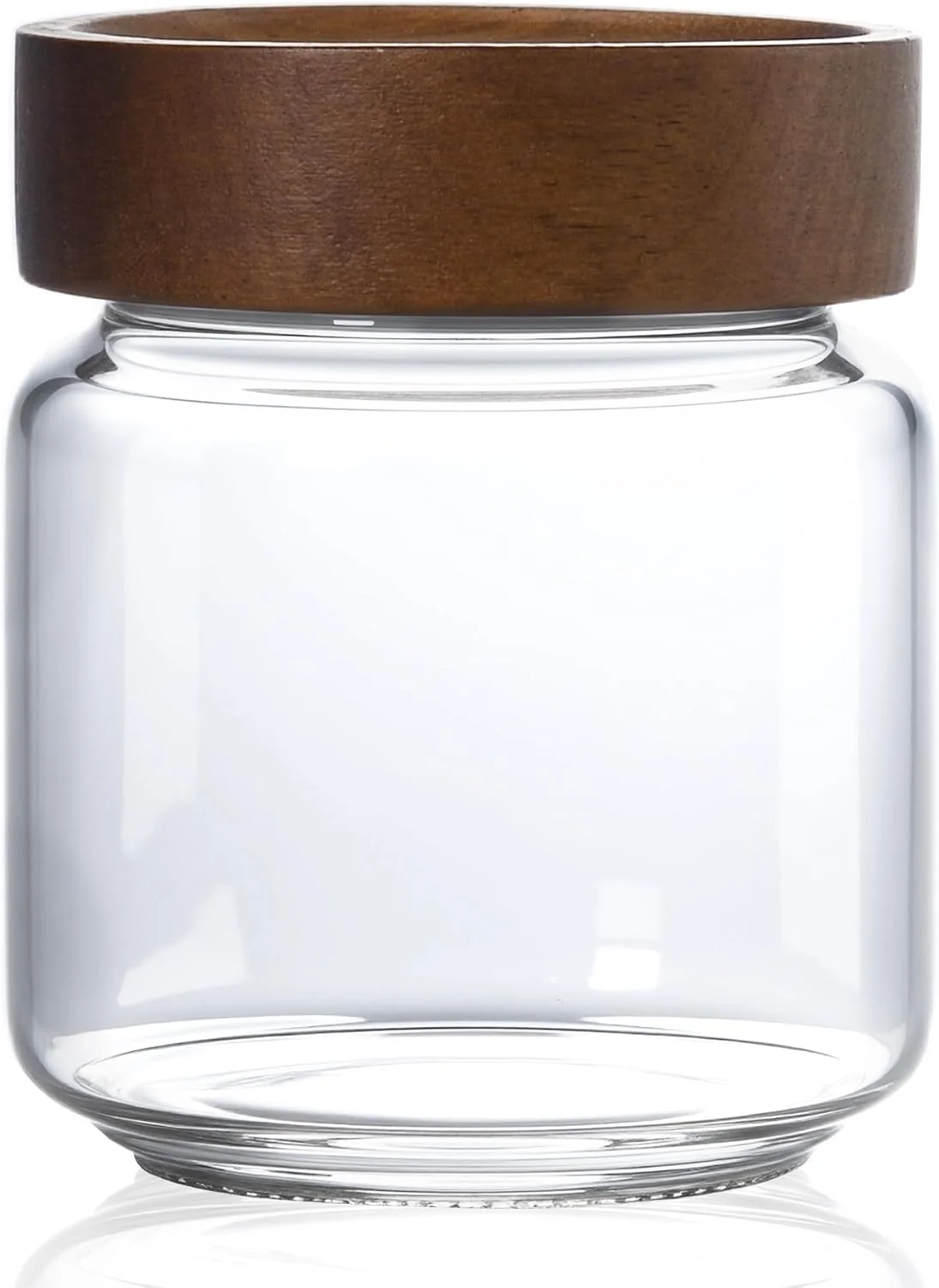 Certified 13.5 fl oz 400 ml Glass Jar with Airtight Wooden Screw Top Lid Clear Stackable Food Storage Canister Small Cute Decorative Glass Container for Coffee Candy Cookie Sugar Oatmeal Salt Prestigious