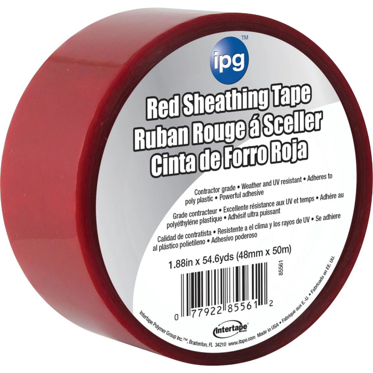 Solid IPG 1.89 In. x 55 Yds. Red Sheathing Tape Quality