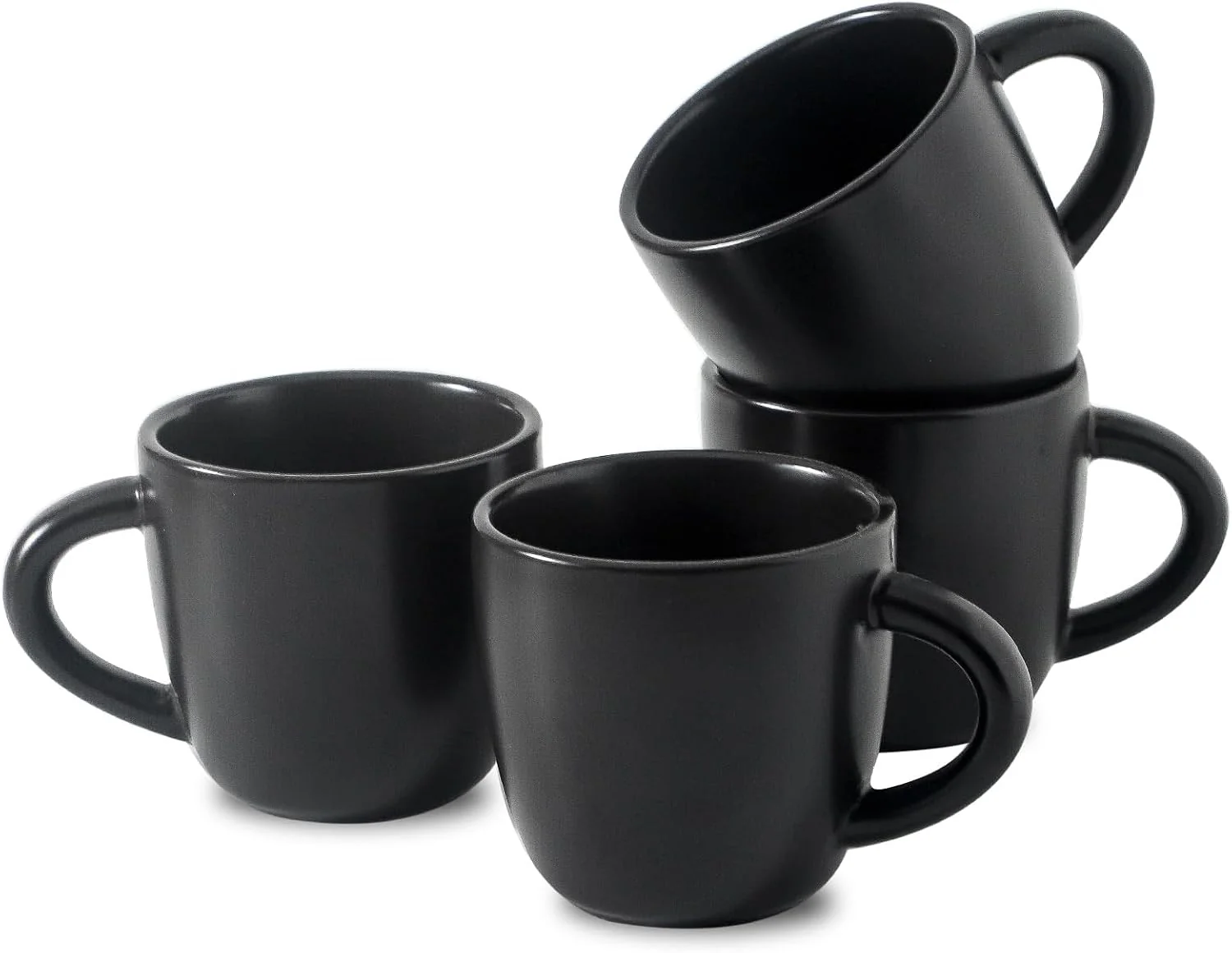 Versatile HASENSE 5 Ounce Espresso Cups Set of 4 Ceramic Stackable Mini Coffee Mugs with Handle for Demitasse Cappuccino Latte Americano Suit for Espresso Machine and Coffee Maker Black Green
